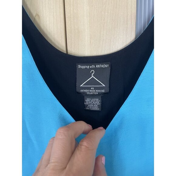 Anthony Marc Hankins Women's Blue Maxi Dress Sz XL Arttowear Lagen Look Summer - Picture 2 of 6